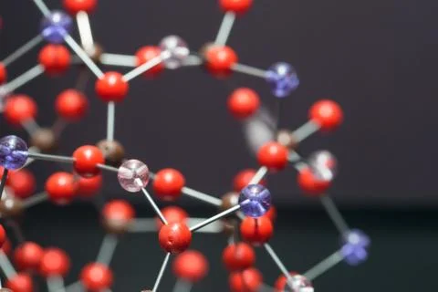 Molecular, DNA and atom model in science research lab Stock Photos