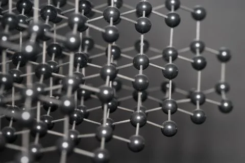 Molecular, DNA and atom model in science research lab Stock Photos