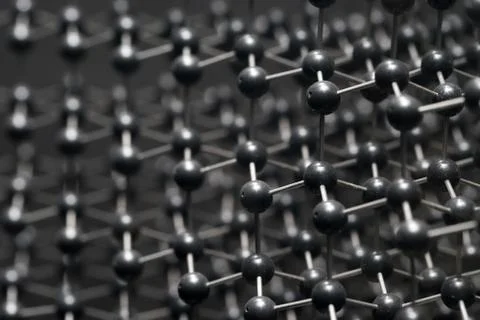Molecular, DNA and atom model in science research lab Stock Photos