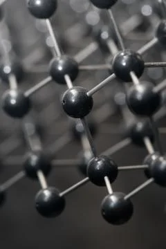Molecular, DNA and atom model in science research lab Stock Photos