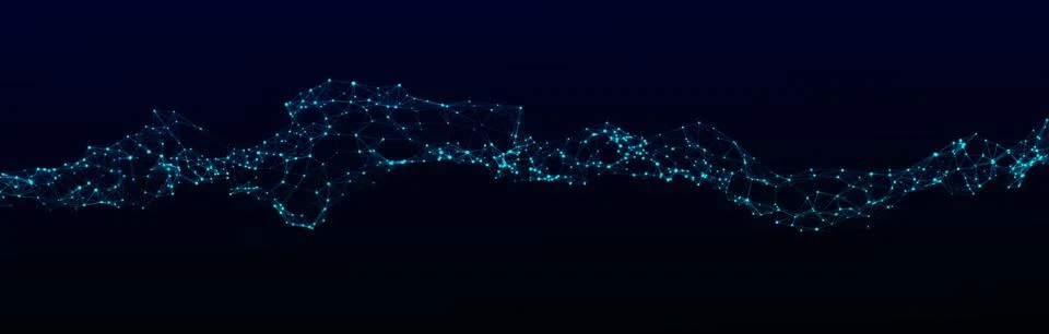 Molecular DNA structure. Sound wave of particles. Network connections structu Stock Illustration