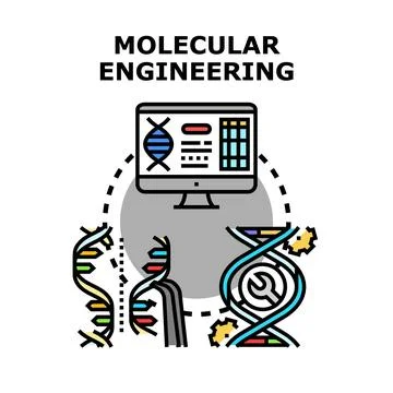 Molecular engineering concept with dna and computer technology Illustrazione stock