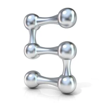 Molecular font numerical digits collection, 5 - FIVE. 3D Stock Illustration