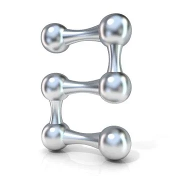 Molecular font numerical digits collection, 2 - TWO. 3D Stock Illustration