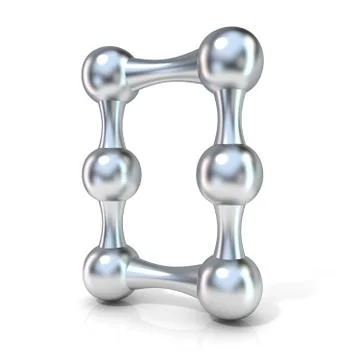 Molecular font numerical digits collection, 0 - ZERO. 3D Illustrazione stock