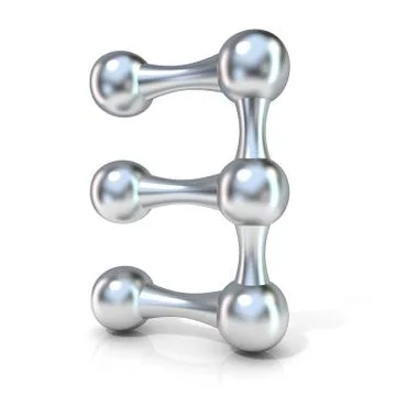 Molecular font numerical digits collection, 3 - THREE. 3D Stock Illustration