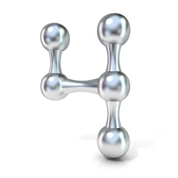 Molecular font numerical digits collection, 4 - FOUR. 3D Stock Illustration