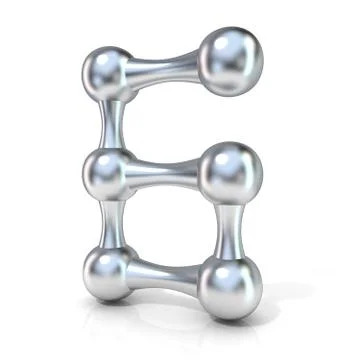 Molecular font numerical digits collection, 6 - SIX. 3D Stock Illustration