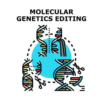 Molecular genetics editing representing dna manipulation and research Stock Illustration