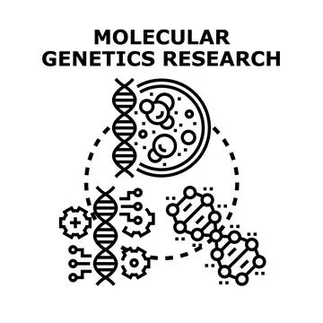 Molecular genetics research exploring dna and cellular biology Stock Illustration