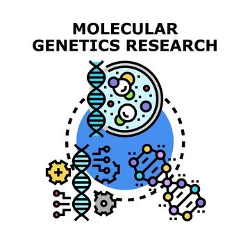 Molecular genetics research exploring dna and cellular biology Stock Illustration