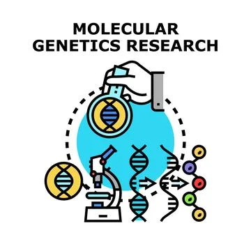 Molecular genetics research exploring scientific dna analysis Stock Illustration