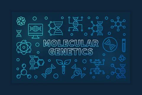 Molecular Genetics vector blue linear horizontal illustration Illustrazione stock