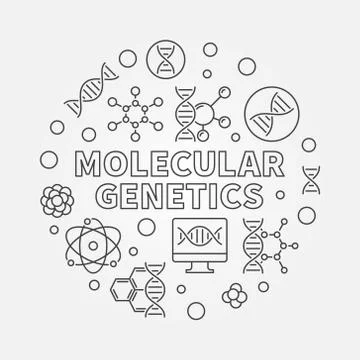 Molecular Genetics vector round concept outline illustration Stock Illustration