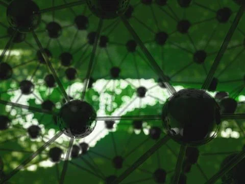 Molecular geometric chaos abstract structure. Science technology network conn Stock Illustration