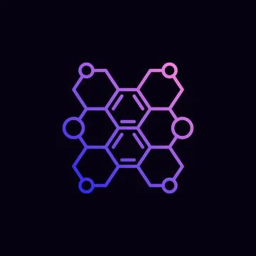 Molecular Hexagonal Structure vector abstract linear purple icon Ilustración de archivo