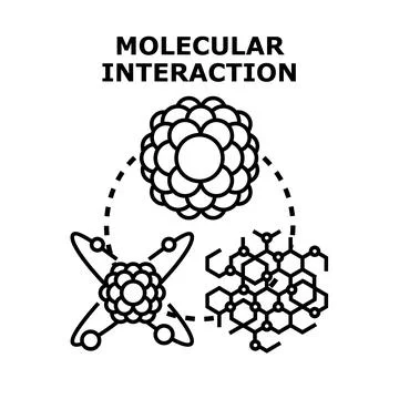 Molecular interaction concept linking scientific elements structure Stock Illustration