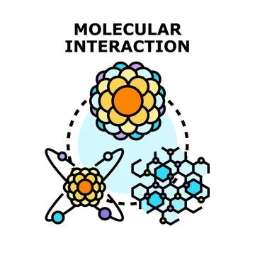 Molecular interaction concept linking scientific elements structure 库存插图