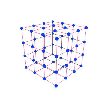 Molecular lattice in the form of a cube. Vector illustration. 스톡 일러스트