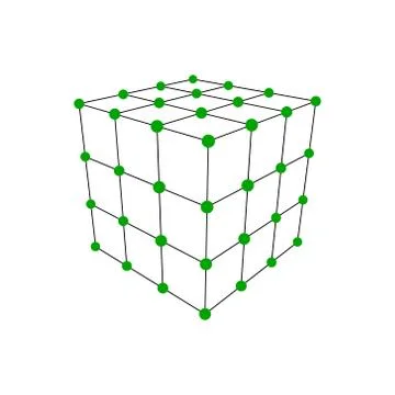 Molecular lattice in the form of a cube. Vector illustration. Иллюстрация