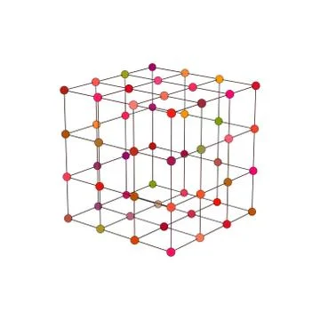Molecular lattice in the form of a cube. Vector. Illustrazione stock