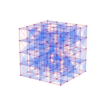 Molecular lattice in form of cube. Vector colorful illustration. Иллюстрация