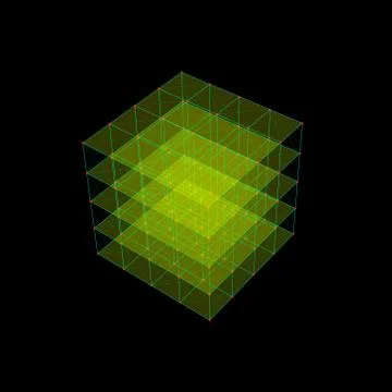 Molecular lattice in form of cube. Vector colorful illustration. 库存插图