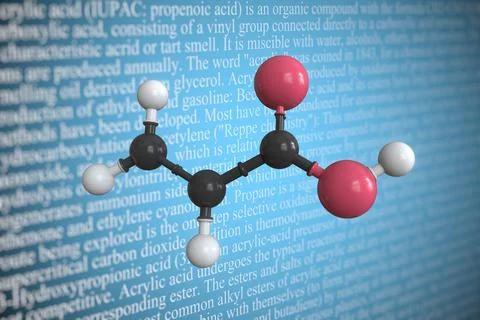 Molecular model of carboxypolymethylene, 3D rendering Stock Illustration