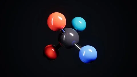Molecular model with colorful spheres on dark background. 3d rendering 스톡 동영상 340403610