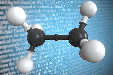 Molecular model of ethane, 3D rendering Stock Illustration
