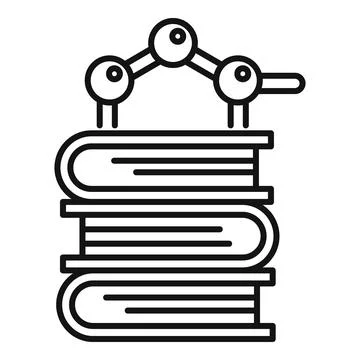 Molecular model standing on stack of books symbolizing scientific research Stock Illustration