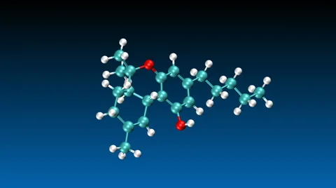 Molecular model of THC, tetrahydrocannabinol Stock Footage 64804095