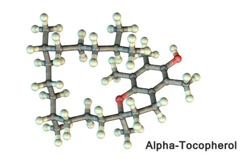 Molecular model of vitamin E, alpha-tocopherol Stock Illustration