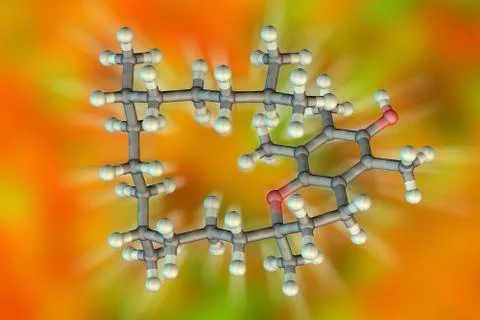 Molecular model of vitamin E, alpha-tocopherol Stock Illustration
