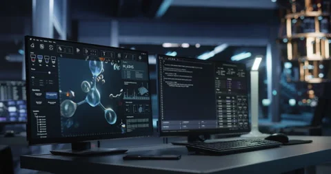 Molecular Modelling Software on Screen Stock Footage 318967164