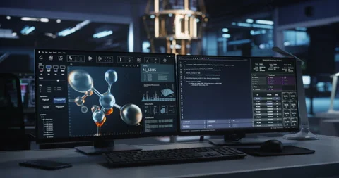 Molecular Modelling Software on Screen Stock Footage 318967438