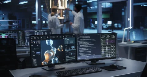 Molecular Modelling Software on Screen Stock Footage 318967449