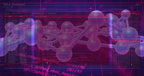 Molecular network moving and rotating after Data Terminal popup, panels updating Stock Footage 329472692