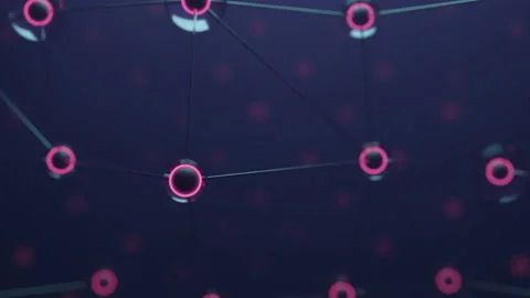 Molecular networks in virtual space. Design. 3D molecules with nucleus in Stock Footage 227009745
