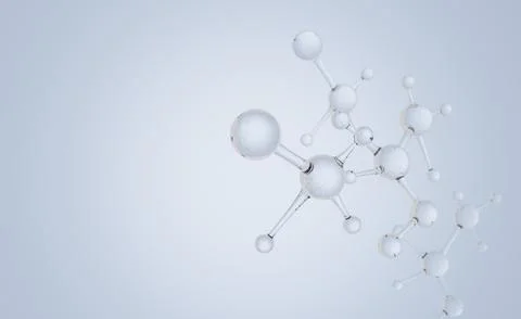 Molecular or atom clean structure on White background, 3d illustration. 스톡 일러스트