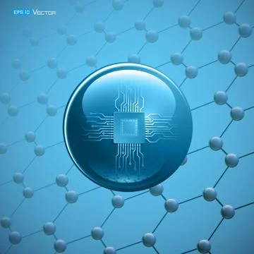 Molecular particle with microchip Stock Illustration
