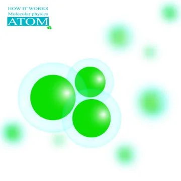 Molecular physics green atom Stock Illustration