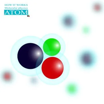 Molecular physics three-colored   atom Stock Illustration