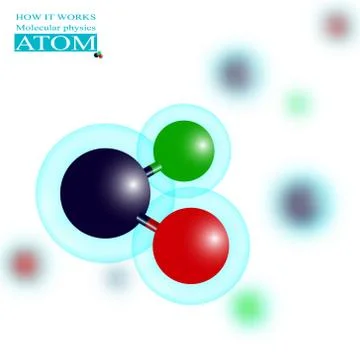 Molecular physics three-colored   atom Stock Illustration