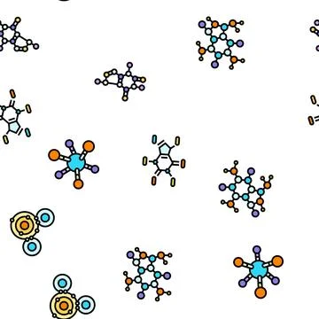 Molecular science chemistry atom vector seamless pattern Stock Illustration