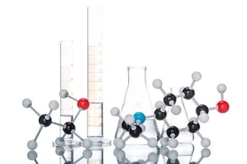 Molecular Structure and Beaker 스톡 사진