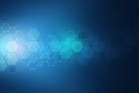 Molecular structure and chemical elements. Abstract molecules background. Sci Illustrazione stock