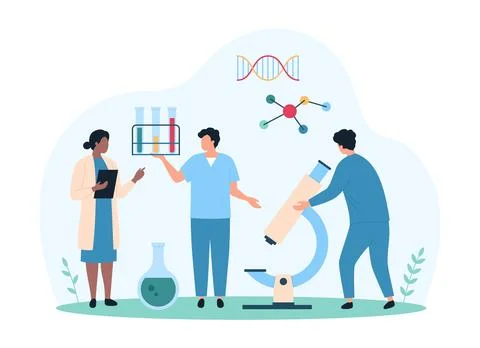 Molecular structure and formula research in laboratory, chemistry class by tiny 스톡 일러스트