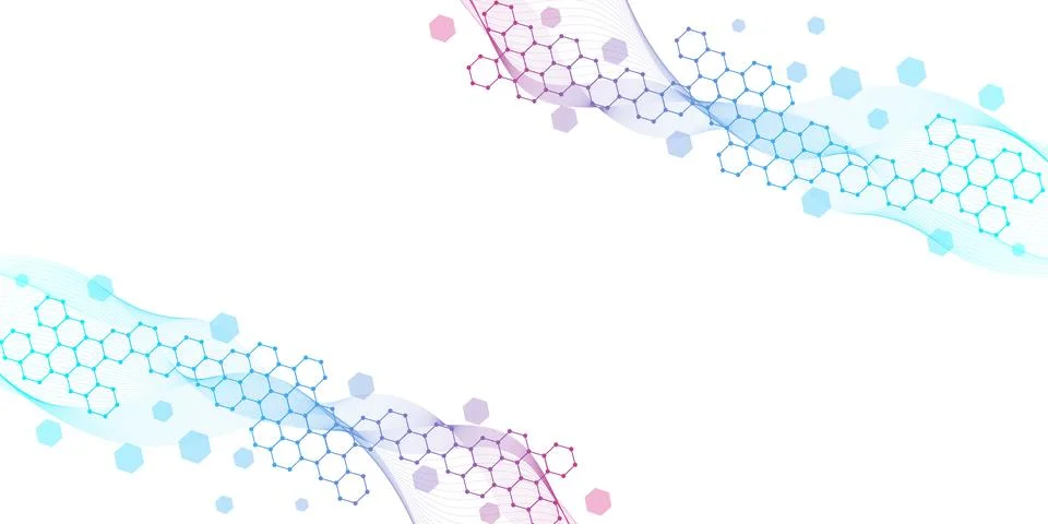 Molecular structure and genetic engineering, atom, neural network, neurons, DNA イラスト素材