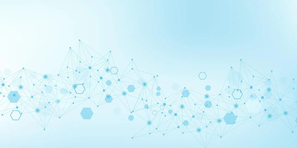Molecular structure and genetic engineering, atom, neural network, neurons, DNA Stock Illustration
